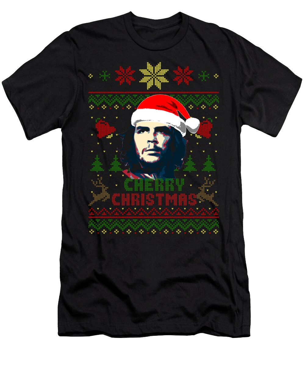 Santa T-Shirt featuring the digital art Cherry Christmas Che Guevara Christmas by Filip Schpindel