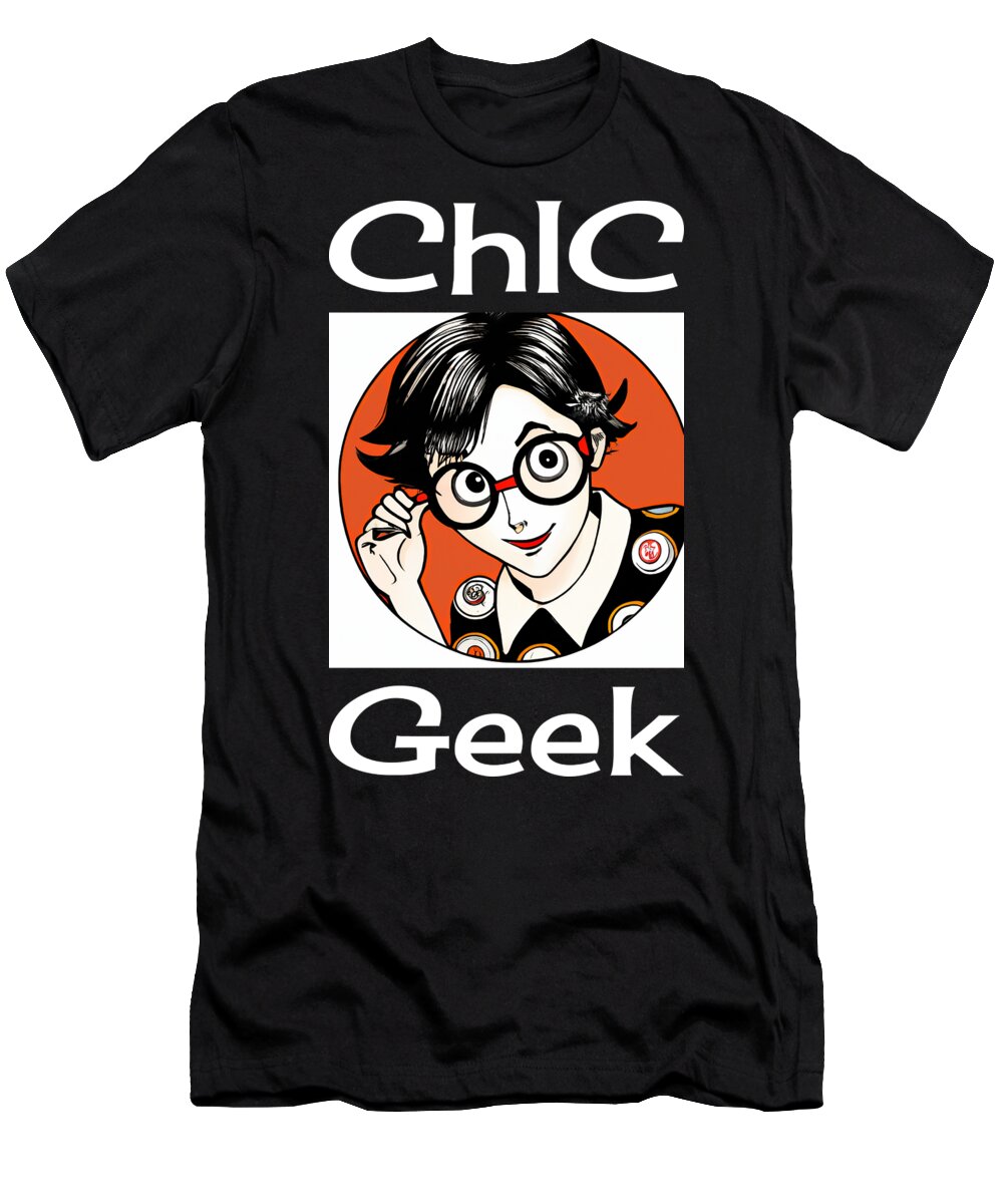 Chic Geek T-Shirt featuring the digital art Chic Geek by Caterina Christakos
