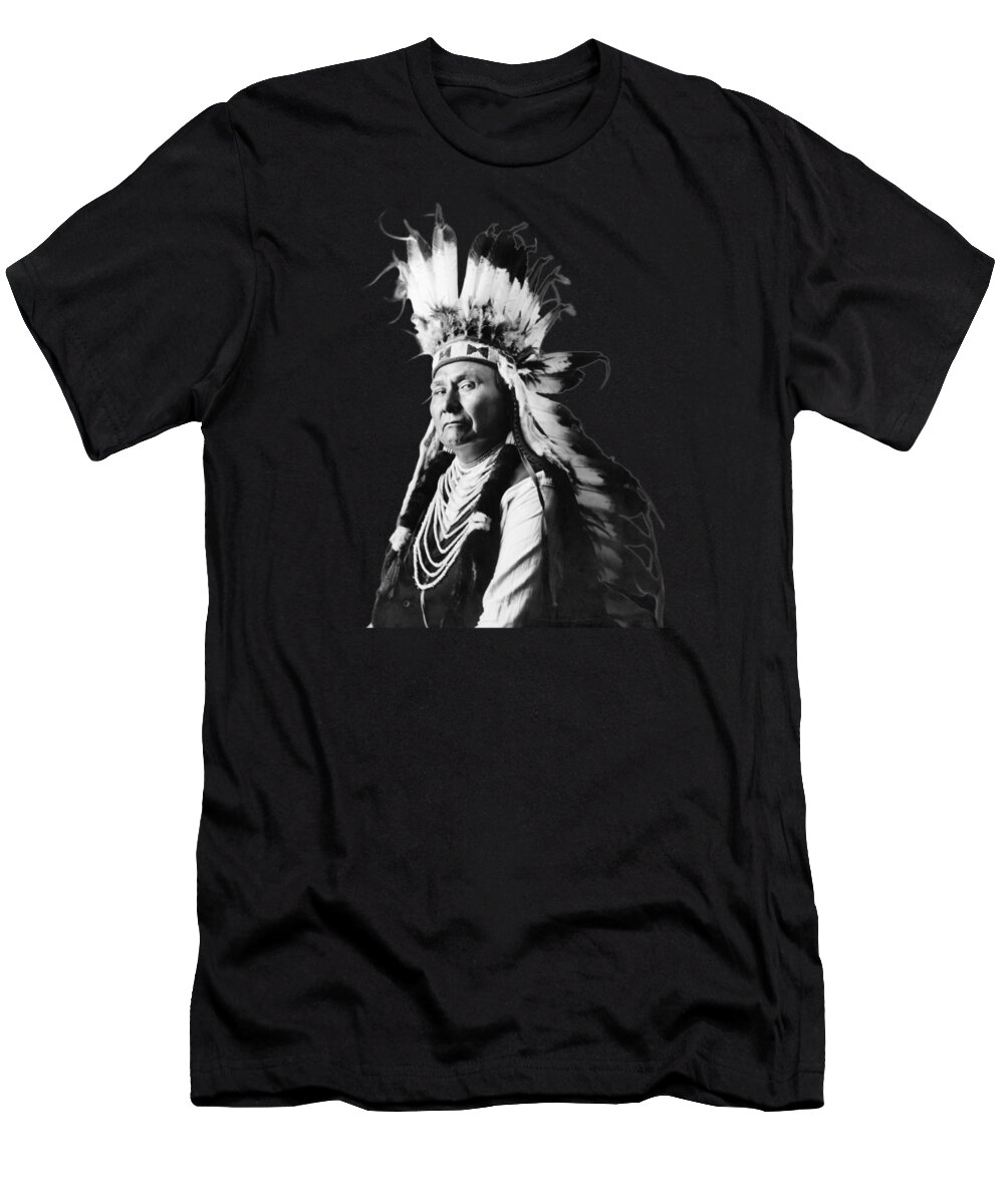 Chief Joseph T-Shirt featuring the photograph Chief Joseph Portrait - Nez Perce Leader - 1900 by War Is Hell Store