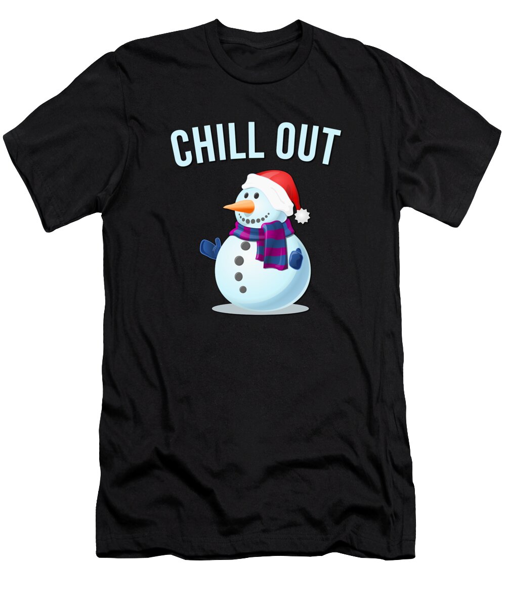 Christmas 2023 T-Shirt featuring the digital art Chill Out Snowman by Flippin Sweet Gear