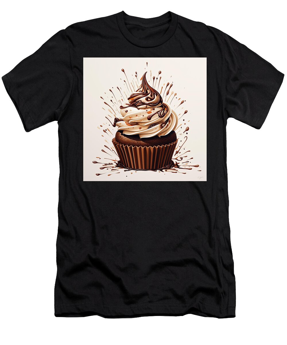 Colorful Cupcake Artwork T-Shirt featuring the photograph Chocolate Cupcake with Syrup Art by Lourry Legarde