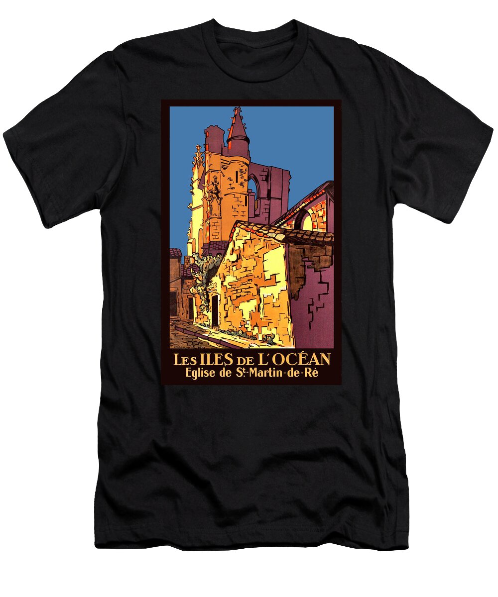 Ocean Islands T-Shirt featuring the digital art Church of St. Martin de Re by Long Shot