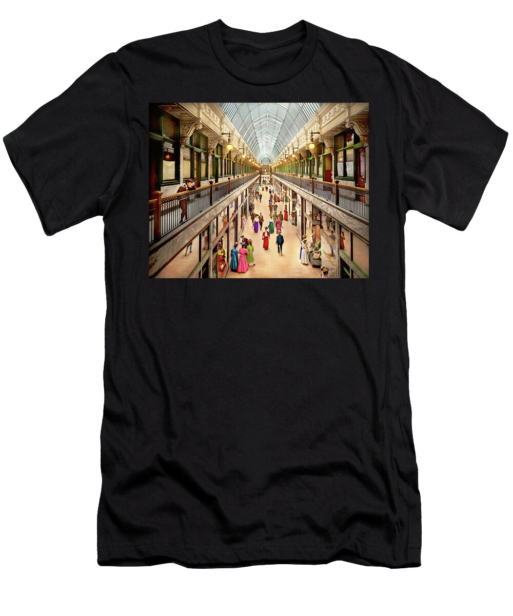 Cleveland T-Shirt featuring the photograph City - Cleveland, OH - The Colonial Arcade 1908 by Mike Savad