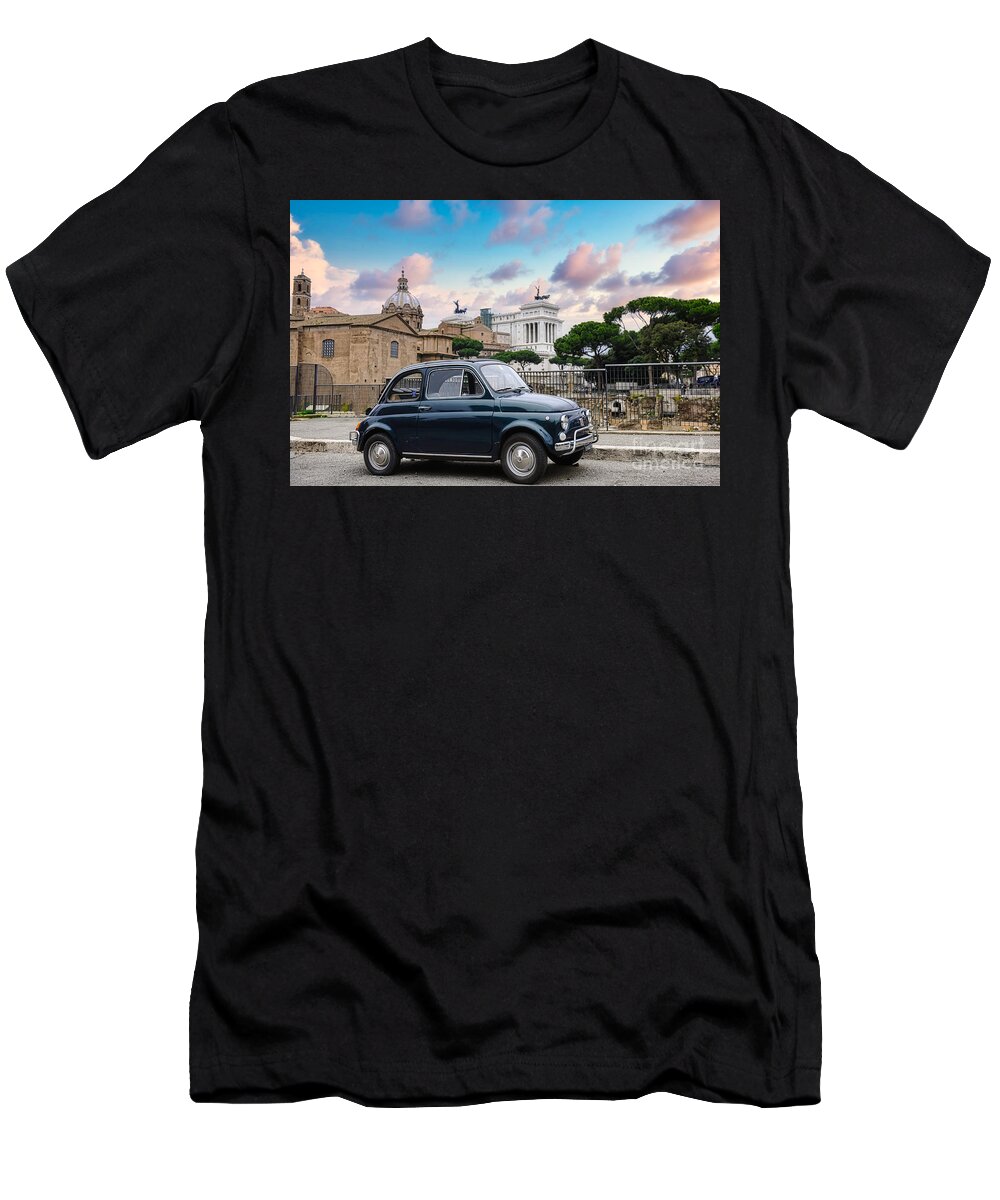 Italy T-Shirt featuring the photograph Classic Fiat 500 Cinquecento in Rome Lazio Italy  by Stefano Senise