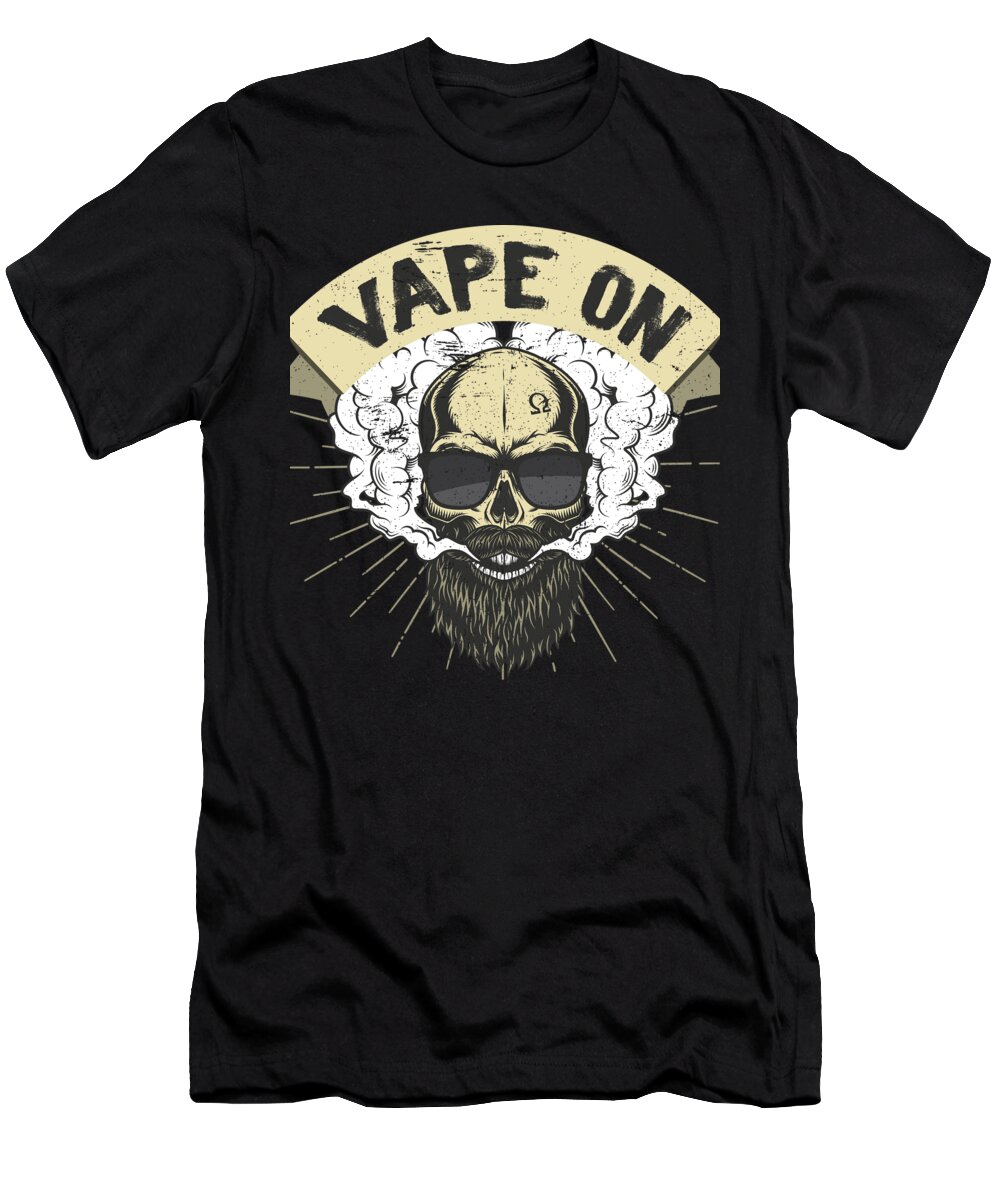 Vape T-Shirt featuring the digital art Cloud Chaser Vaping Bearded Skull Vape On by Mister Tee