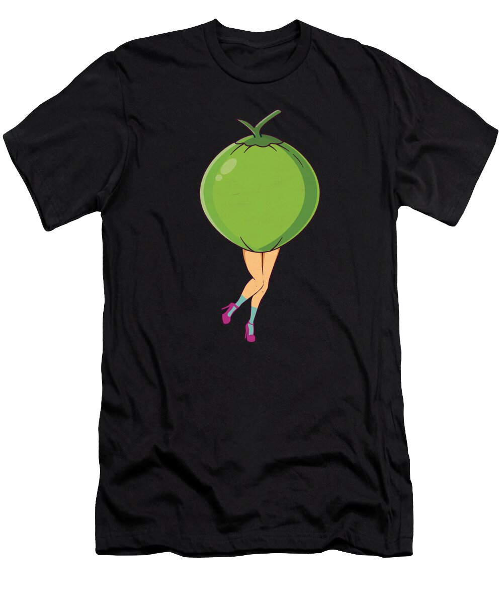 Coconut T-Shirt featuring the digital art Coconut Vintage Milk Fruit - Tree Coconut by Crazy Squirrel
