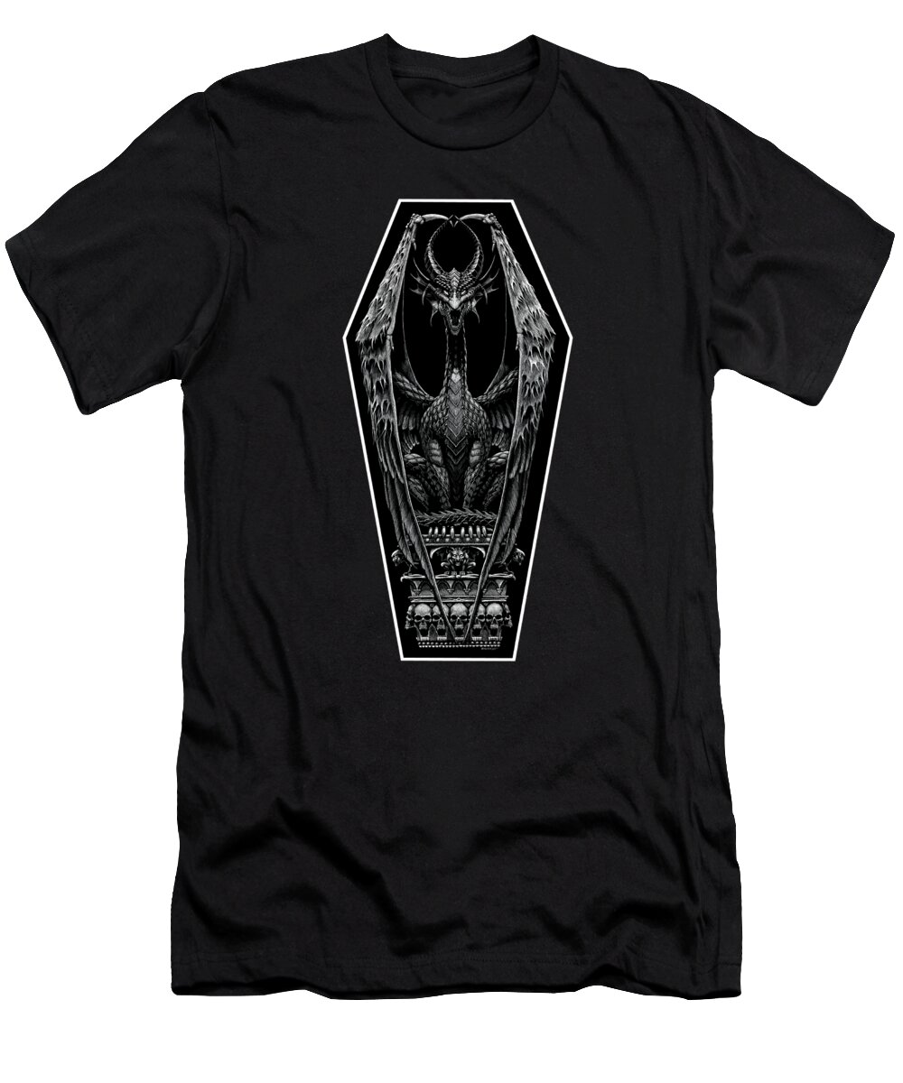 Dragon T-Shirt featuring the drawing Coffin Dragon by Stanley Morrison
