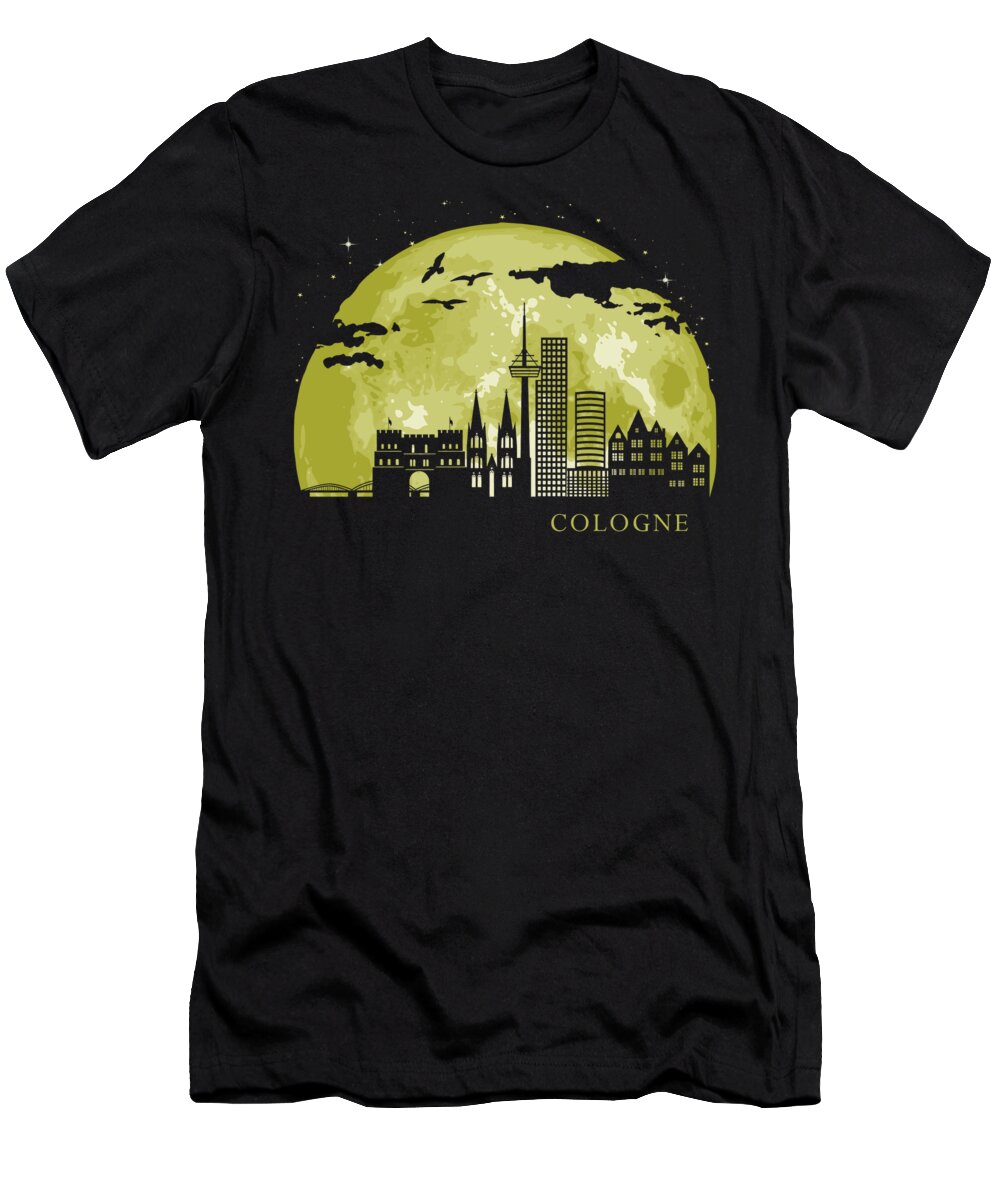 Köln T-Shirt featuring the digital art COLOGNE Moon Light Night Stars Skyline by Filip Schpindel