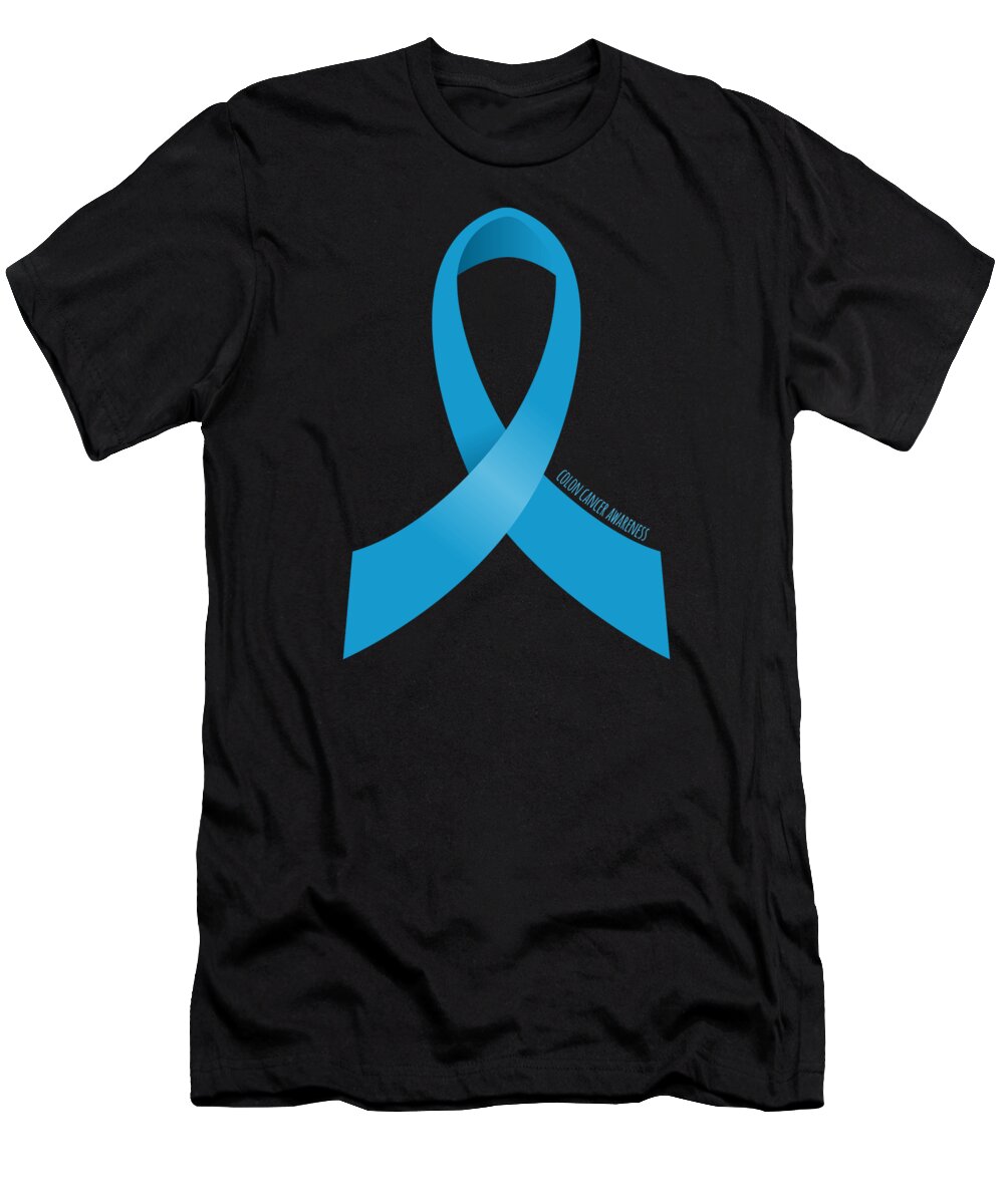 Awareness T-Shirt featuring the digital art Colon Cancer Awareness Ribbon by Flippin Sweet Gear
