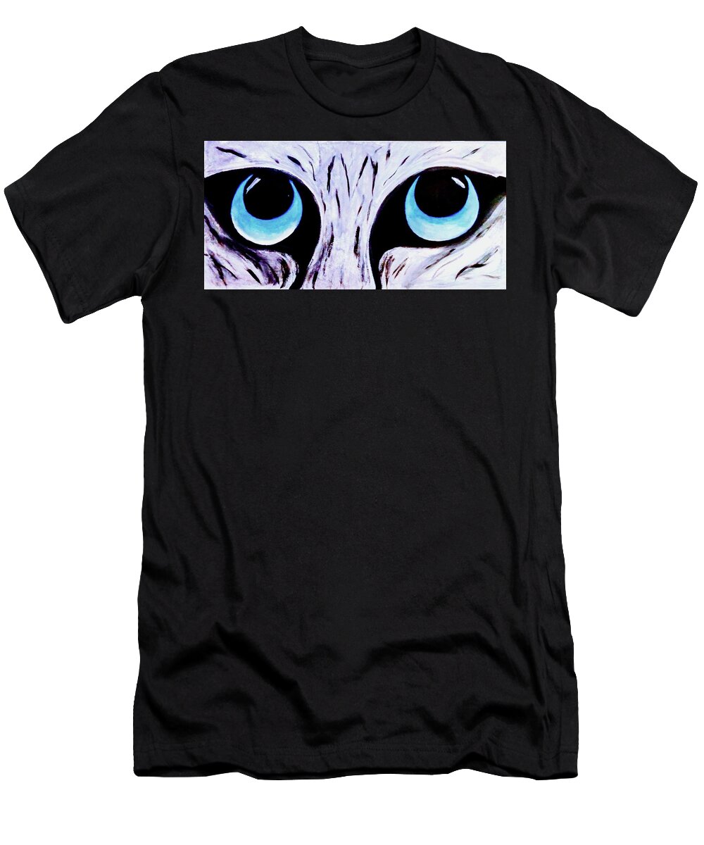  T-Shirt featuring the painting Contest Cat Eyes by Anna Adams