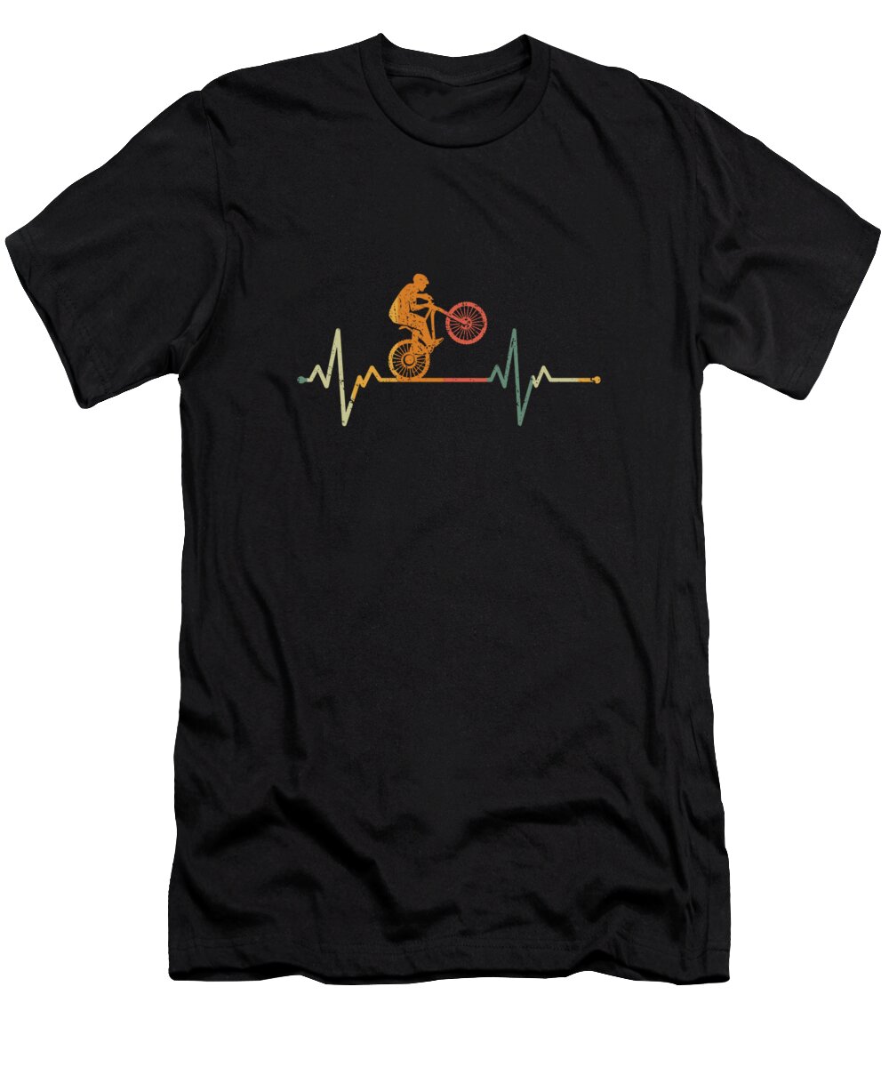 Mountain Biking T-Shirt featuring the digital art Cool Heartbeat Biking Retro Gift Idea by J M