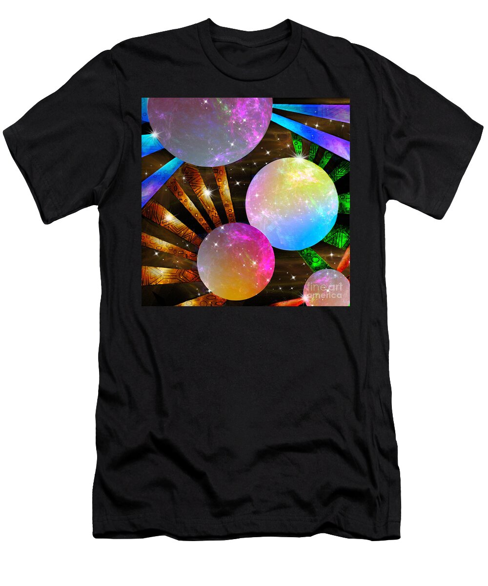 Daisies T-Shirt featuring the mixed media Cosmic Daisies by Diamante Lavendar