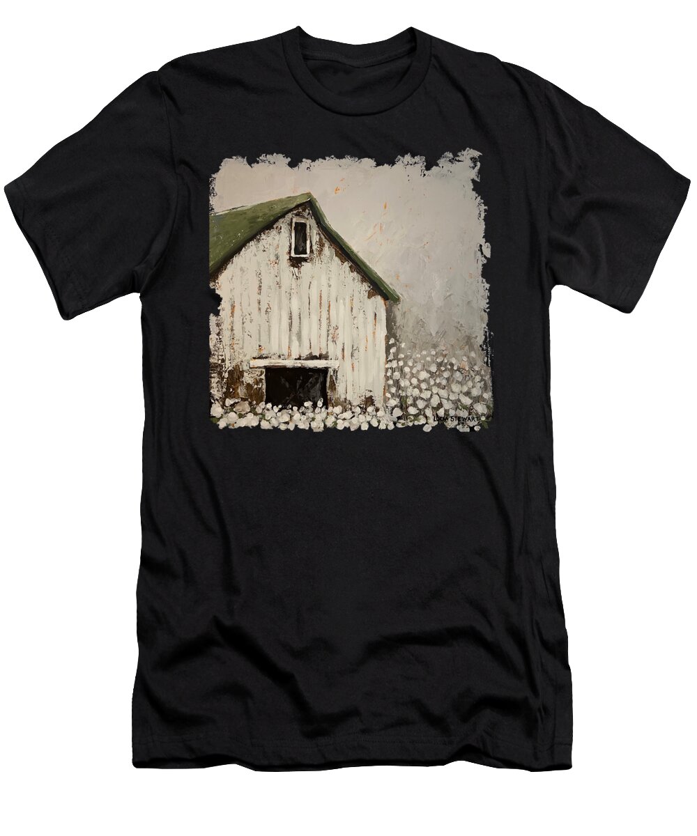 Barn T-Shirt featuring the painting Cotton Barn by Lucia Stewart