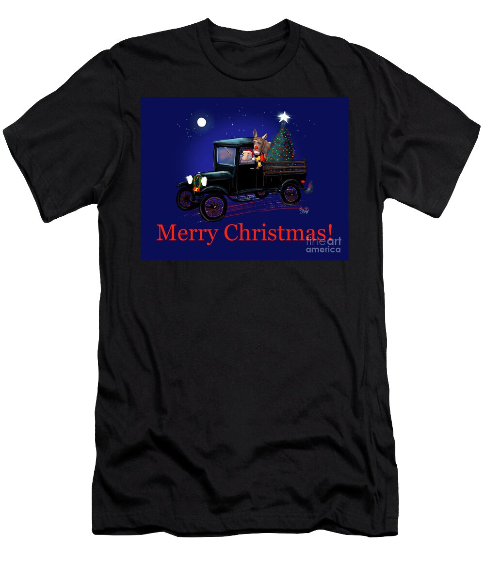 Santa T-Shirt featuring the digital art Country Christmas by Doug Gist