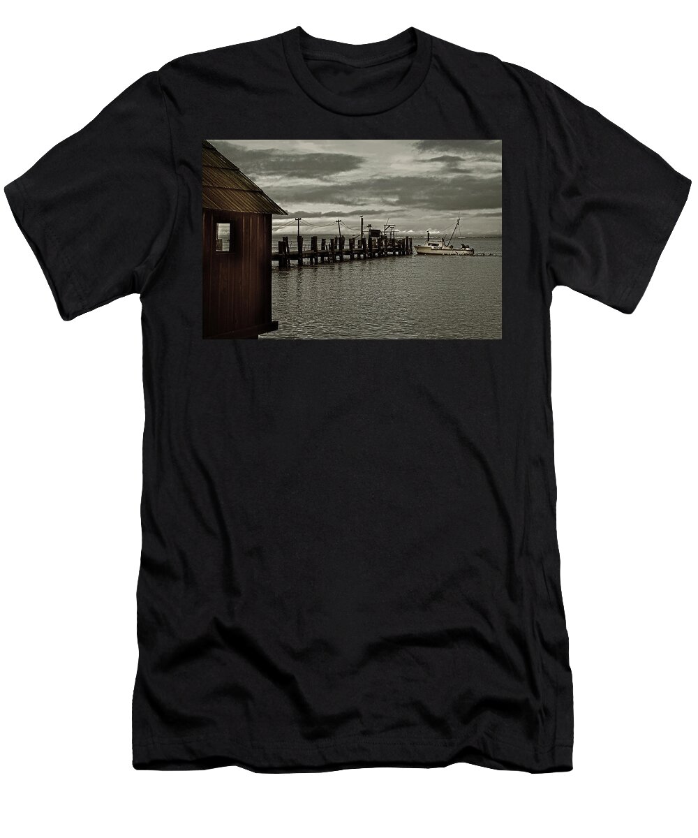 Photographer T-Shirt featuring the photograph Crab Boat at China Camp Pier by Frank Lee