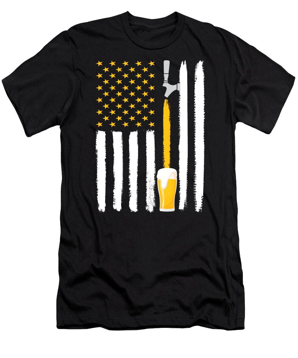 Craft Beer American Flag Apparel T-Shirt by Michael S - Pixels