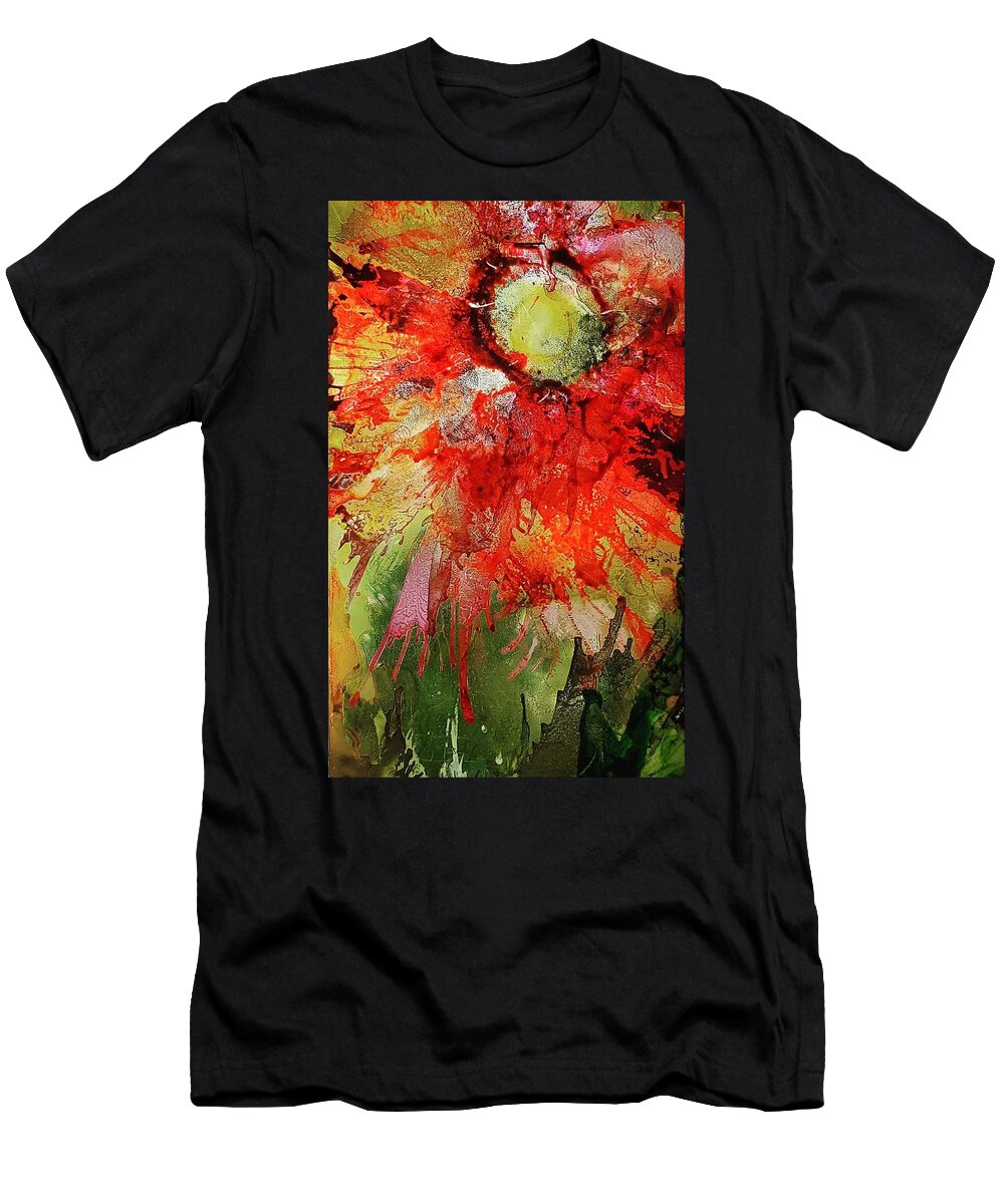 Dawn T-Shirt featuring the painting Crimson Dawn by Holly Winn Willner