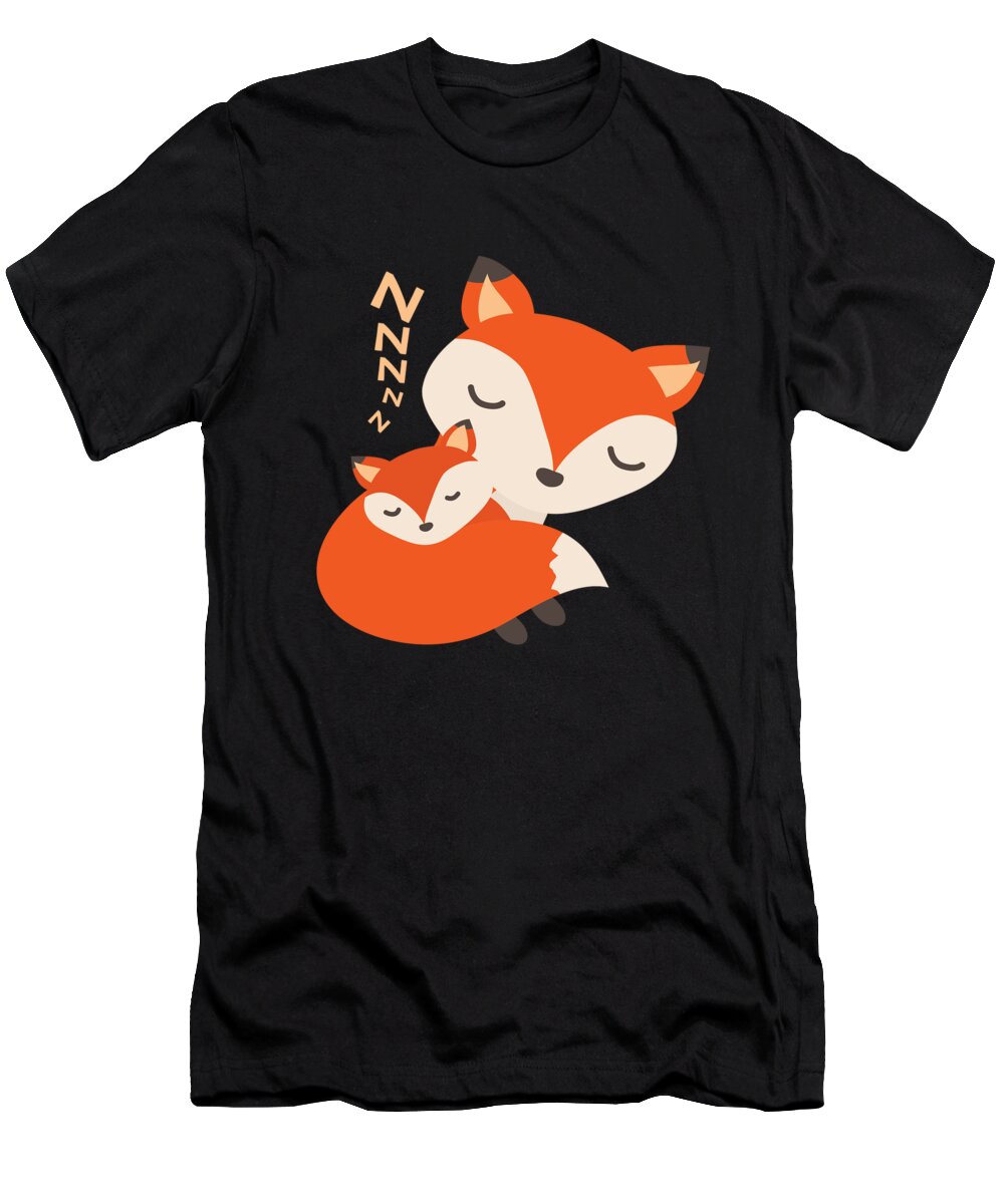 Relax T-Shirt featuring the drawing Cute Sleepy Baby Fox Having A Nap by Noirty Designs