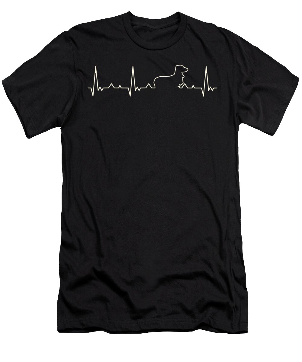 Dachshund T-Shirt featuring the digital art Dachshund Dog EKG Heart Beat by Filip Schpindel