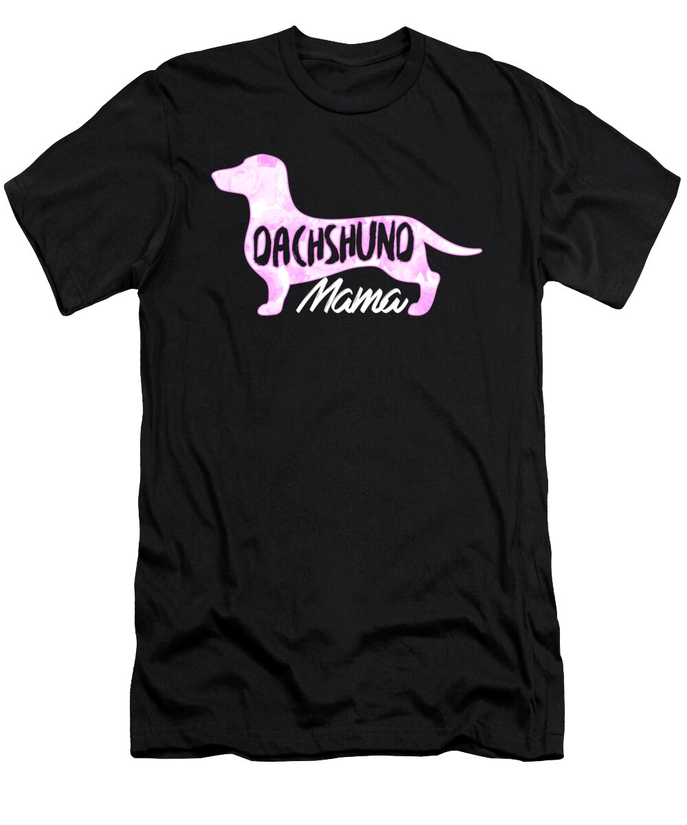Dachshund Mama T-Shirt featuring the digital art Dachshund Mama Cute Floral Wiener Dog by Jacob Zelazny