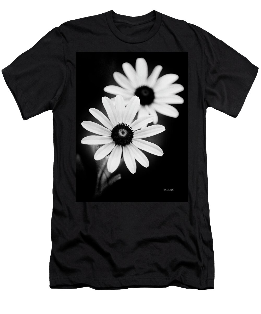 Daisies T-Shirt featuring the photograph Daisies Black And White Flowers by Christina Rollo