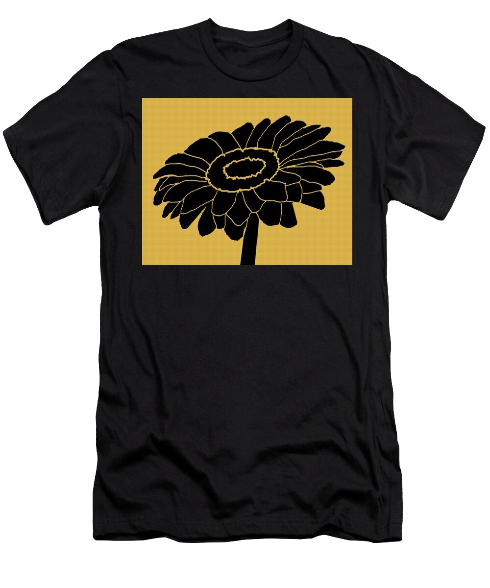 Daisy T-Shirt featuring the mixed media Daisy Silhouette in Gold by Kelly Mills