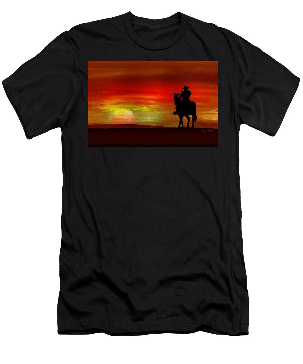 Indian Inks T-Shirt featuring the painting Dark Rider One by Simon Read