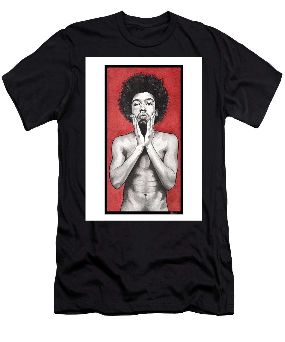 Portrait T-Shirt featuring the painting Davis In Red-Full Length by Tiffany DiGiacomo
