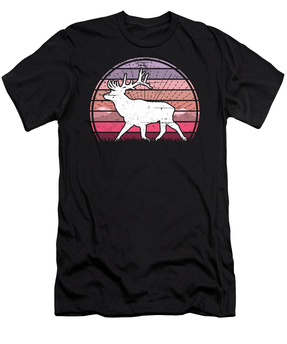 Deer T-Shirt featuring the digital art Deer Sunset by Filip Schpindel