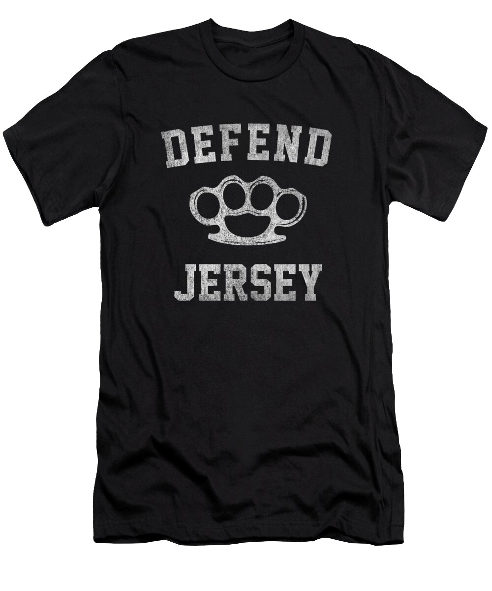 Funny T-Shirt featuring the digital art Defend Jersey Retro by Flippin Sweet Gear