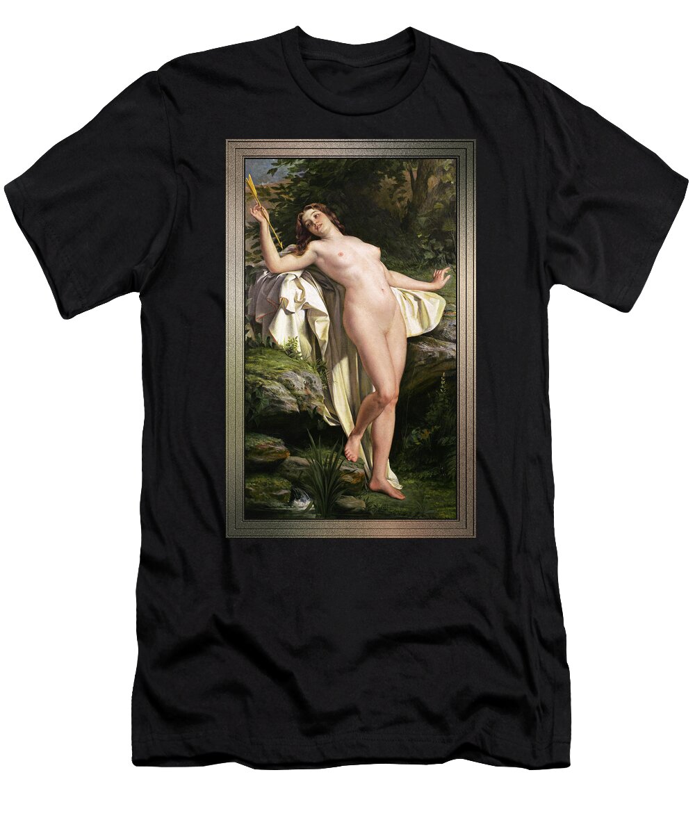 Diane T-Shirt featuring the painting Diane Au Bain by Alexandre-Jacques Chantron by Rolando Burbon