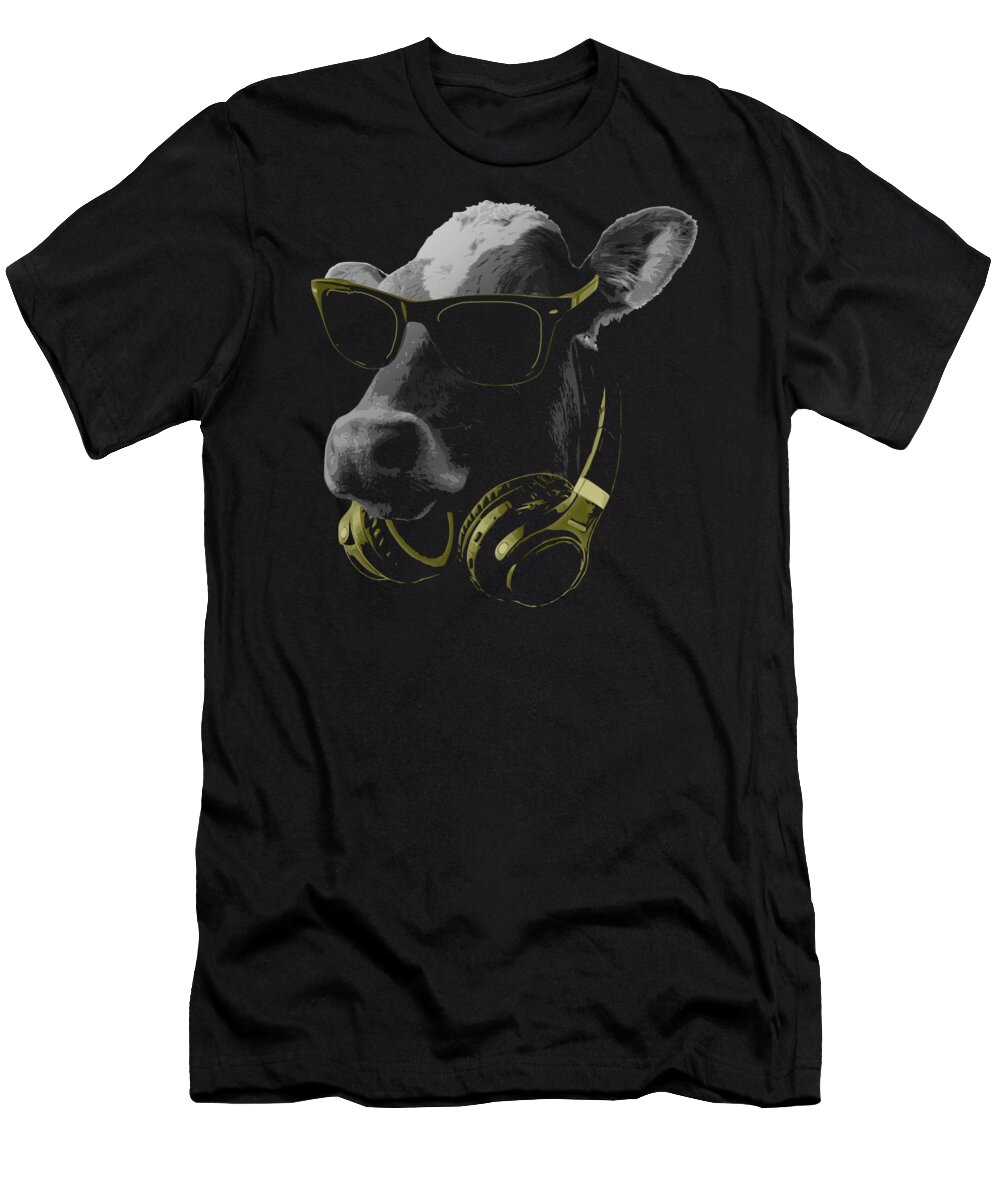 Dj T-Shirt featuring the digital art DJ Cow Bling by Filip Schpindel