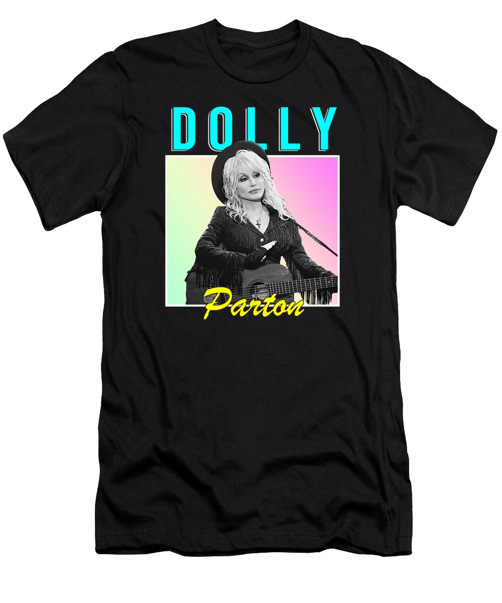 Dolly Parton T-Shirt featuring the digital art Dolly Parton 90s Style Graphic Design by Notorious Artist