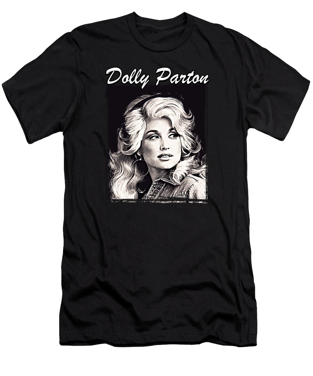 Dolly Parton T-Shirt featuring the digital art Dolly Parton Portrait by Notorious Artist