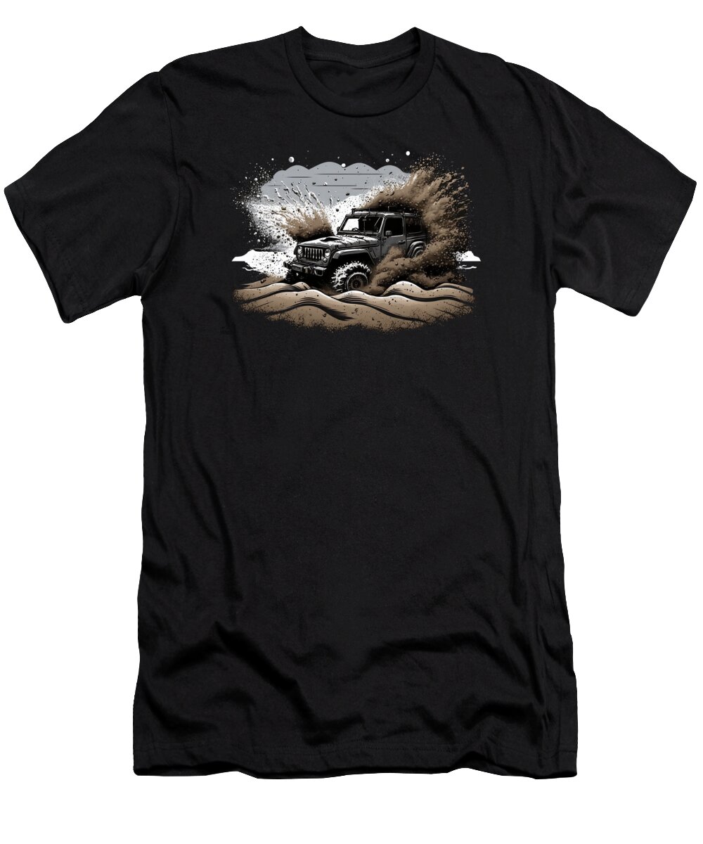 Jeep T-Shirt featuring the digital art Dust Storm Daredevil by Bill Posner