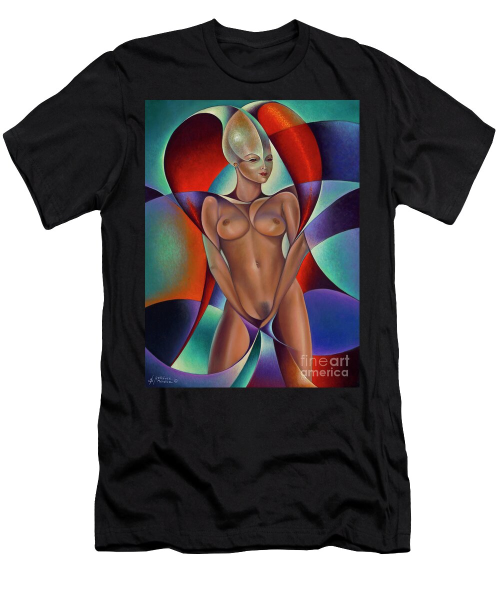 Alien T-Shirt featuring the painting Dynamic Queen II by Ricardo Chavez-Mendez