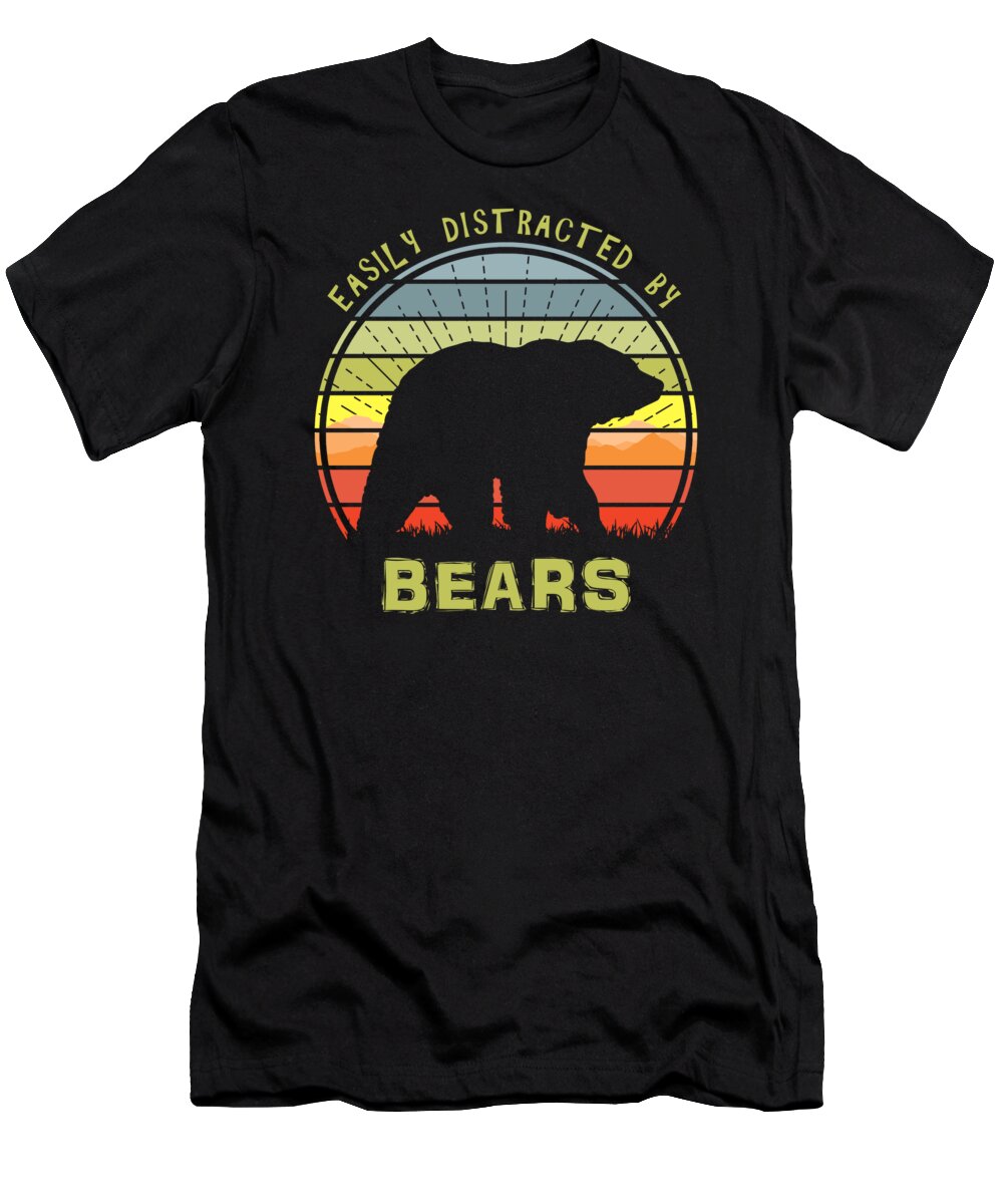 Easily T-Shirt featuring the digital art Easily Distracted By Bears Sunset by Megan Miller