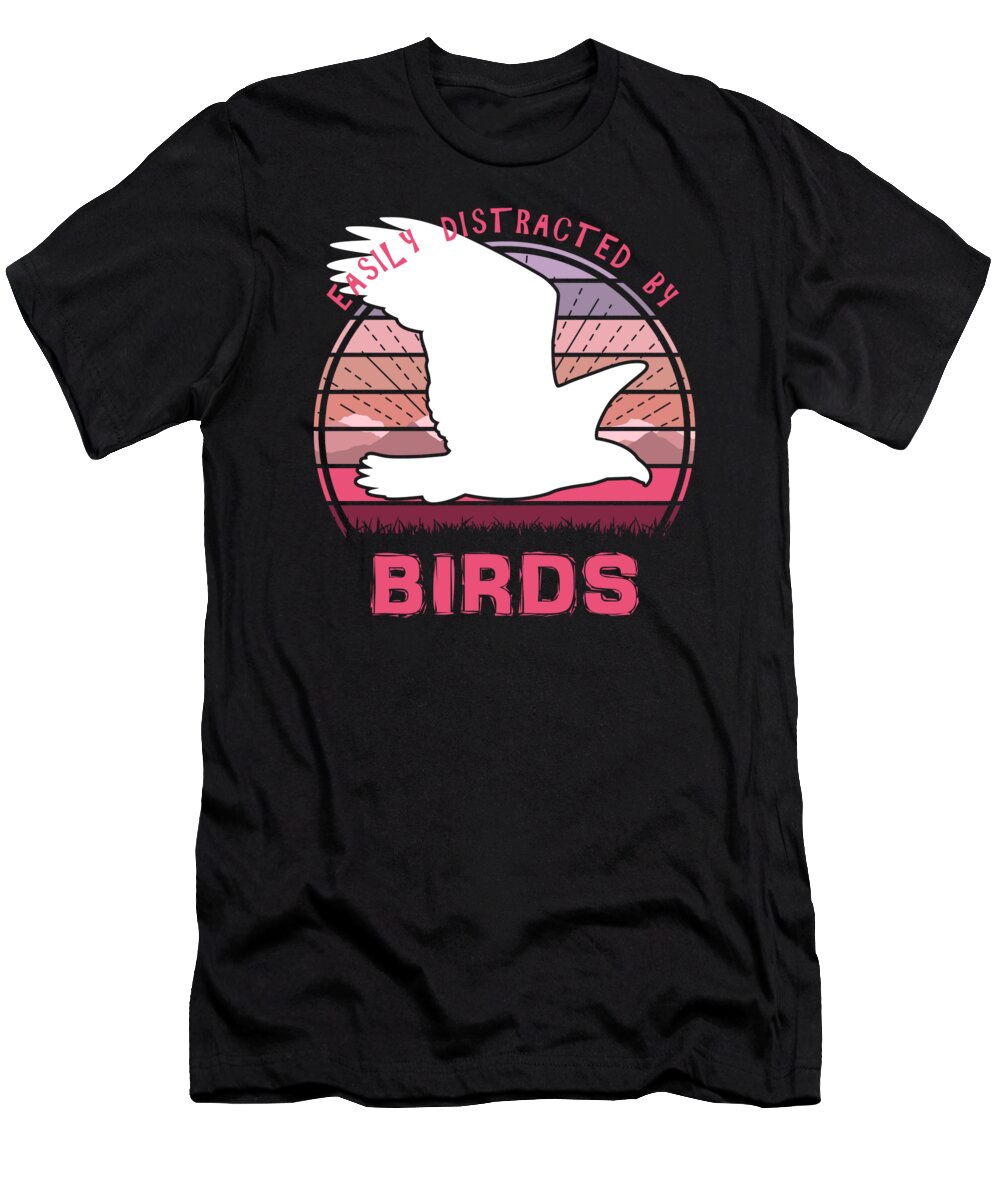 Easily T-Shirt featuring the digital art Easily Distracted By Birds Sunset by Filip Schpindel