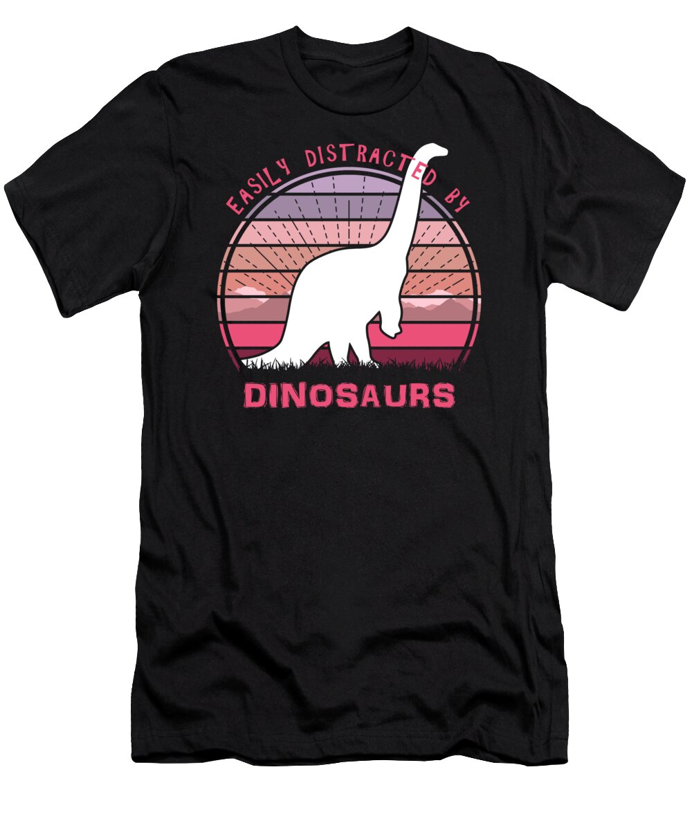 Easily T-Shirt featuring the digital art Easily Distracted By Brachiosaurus Dinosaurs by Megan Miller