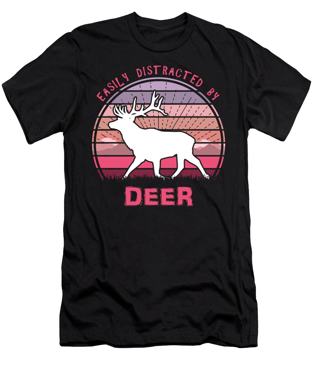 Easily T-Shirt featuring the digital art Easily Distracted By Deer Sunset by Filip Schpindel