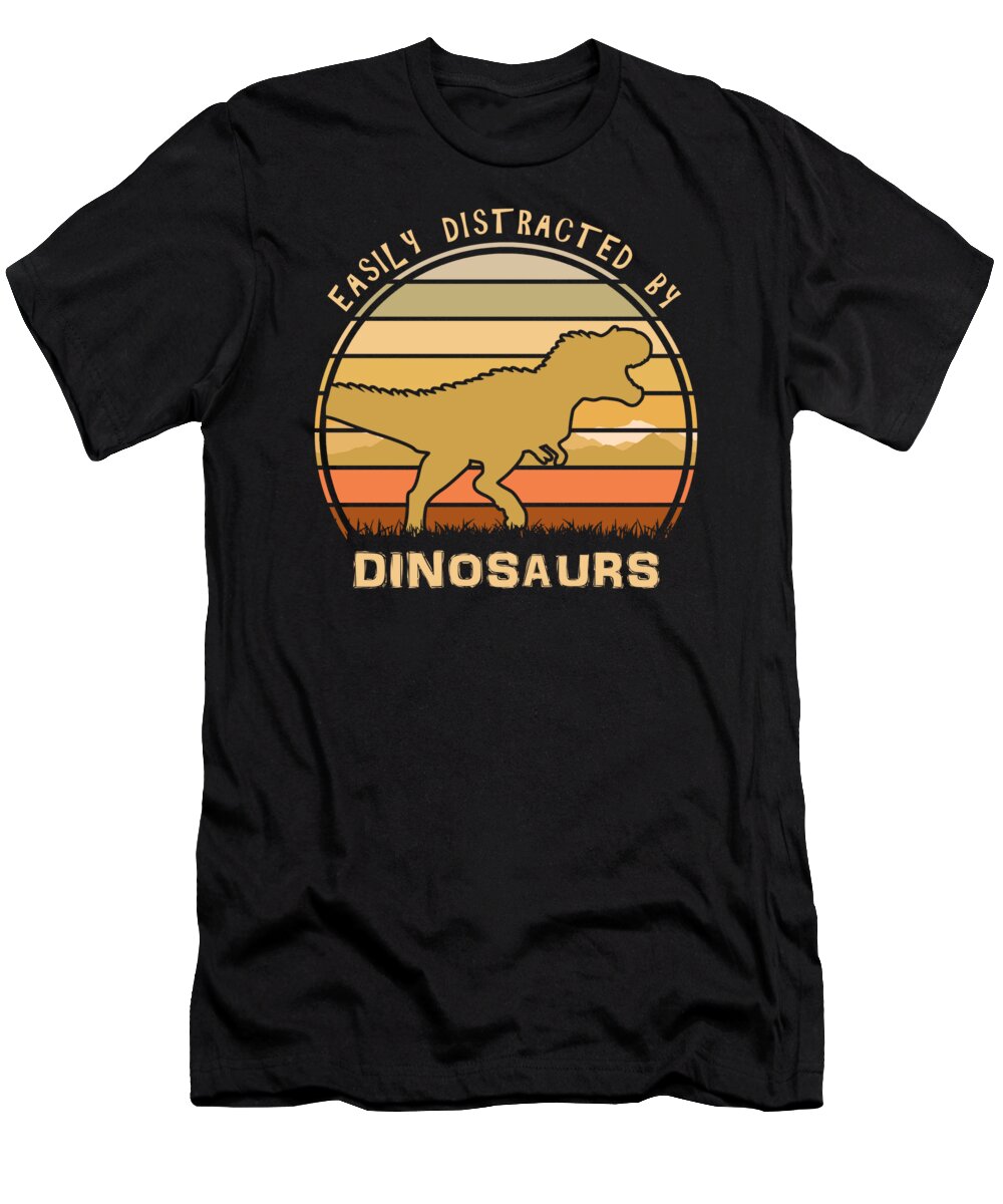 Easily T-Shirt featuring the digital art Easily Distracted By Dinosaurs Sunset by Filip Schpindel
