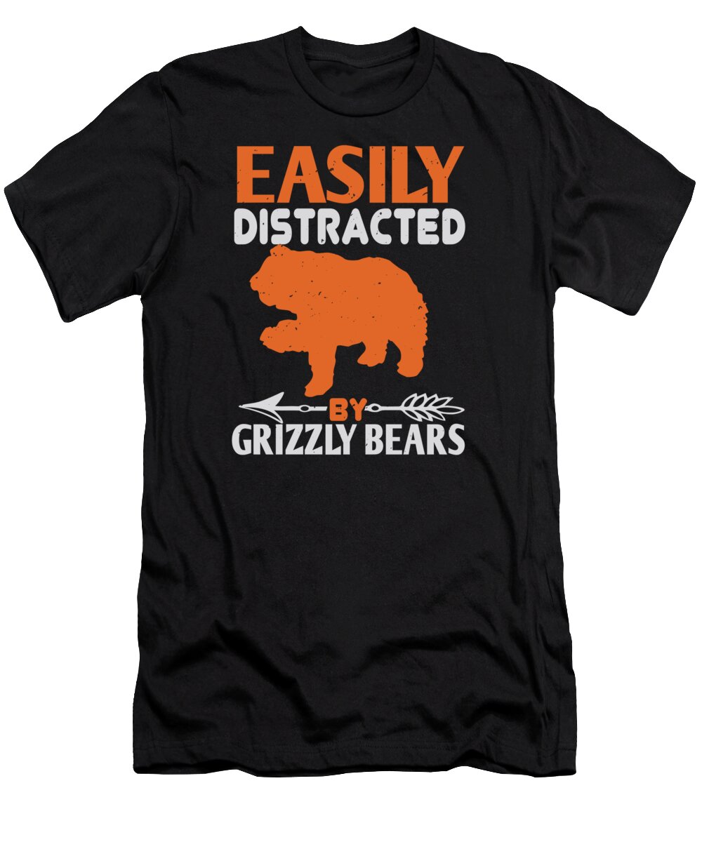 Bear T-Shirt featuring the digital art Easily Distracted By Grizzly Bears by Jacob Zelazny