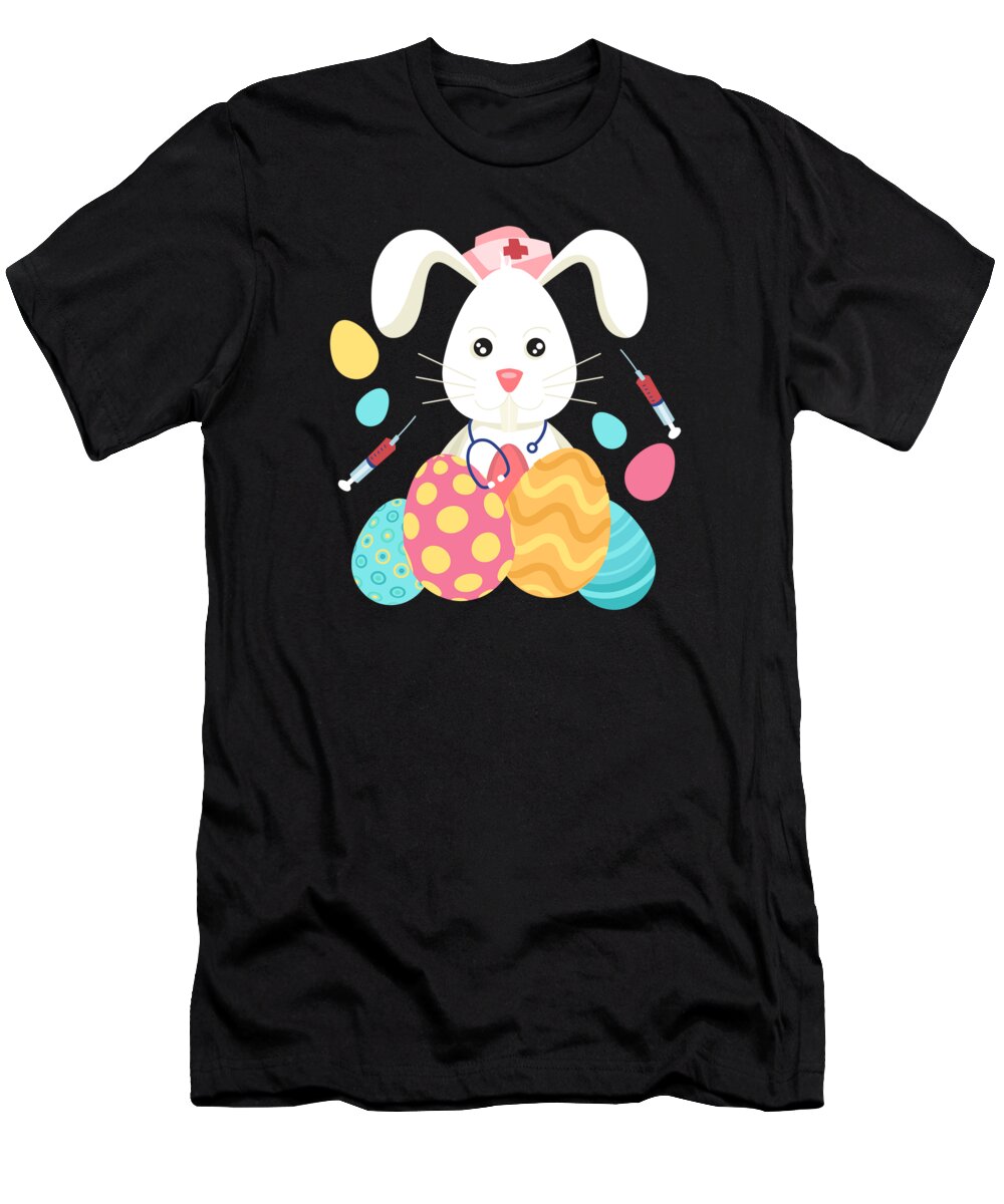Easter T-Shirt featuring the digital art Easter Medical Bunny Eggs Nursing Rabbit by Toms Tee Store