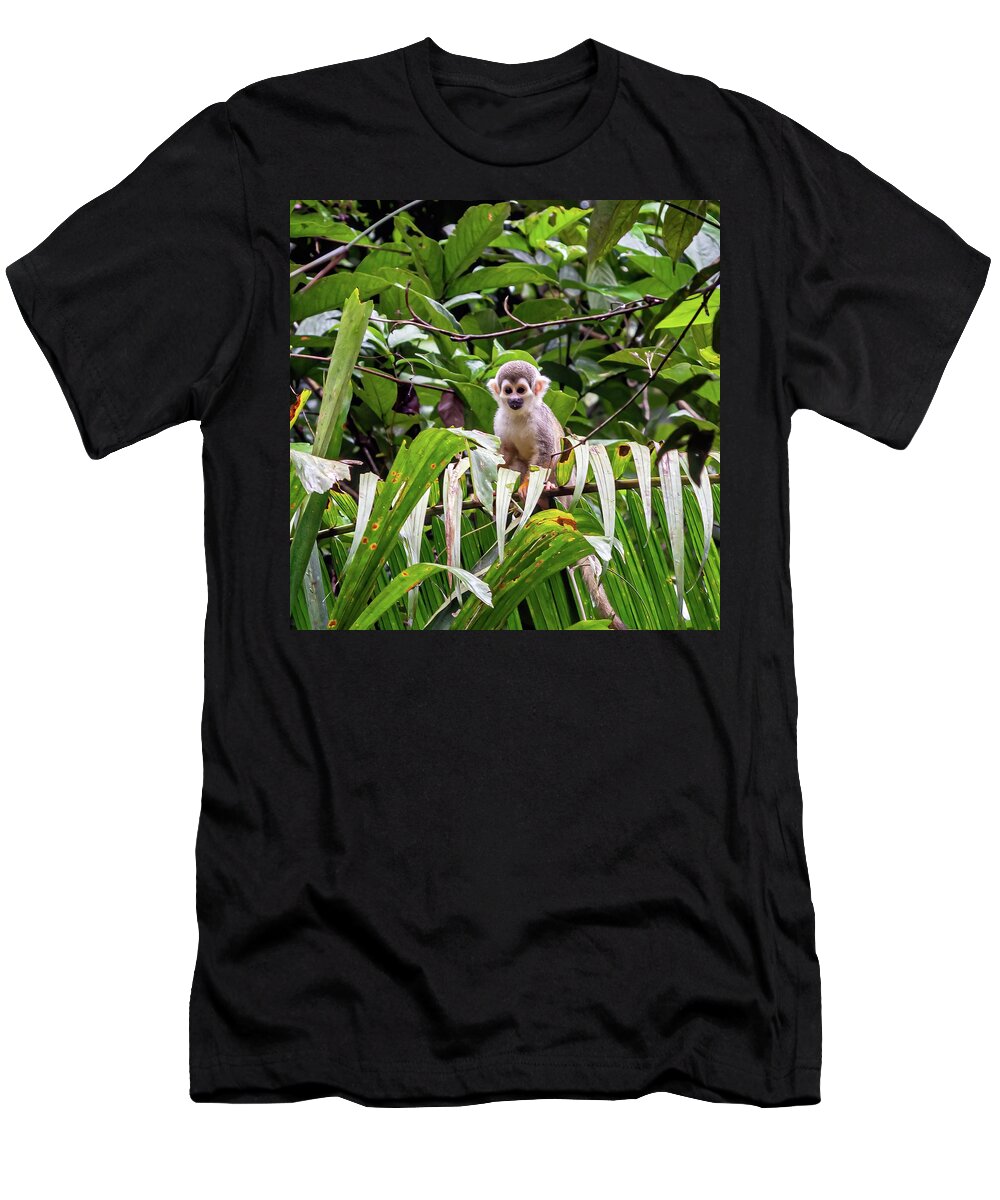 Amazon T-Shirt featuring the photograph Ecuadorian squirrel monkey by Henri Leduc