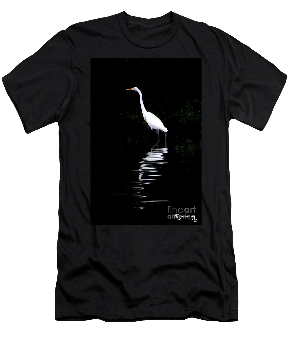 Nature T-Shirt featuring the photograph Egret Reflecting by Mariarosa Rockefeller