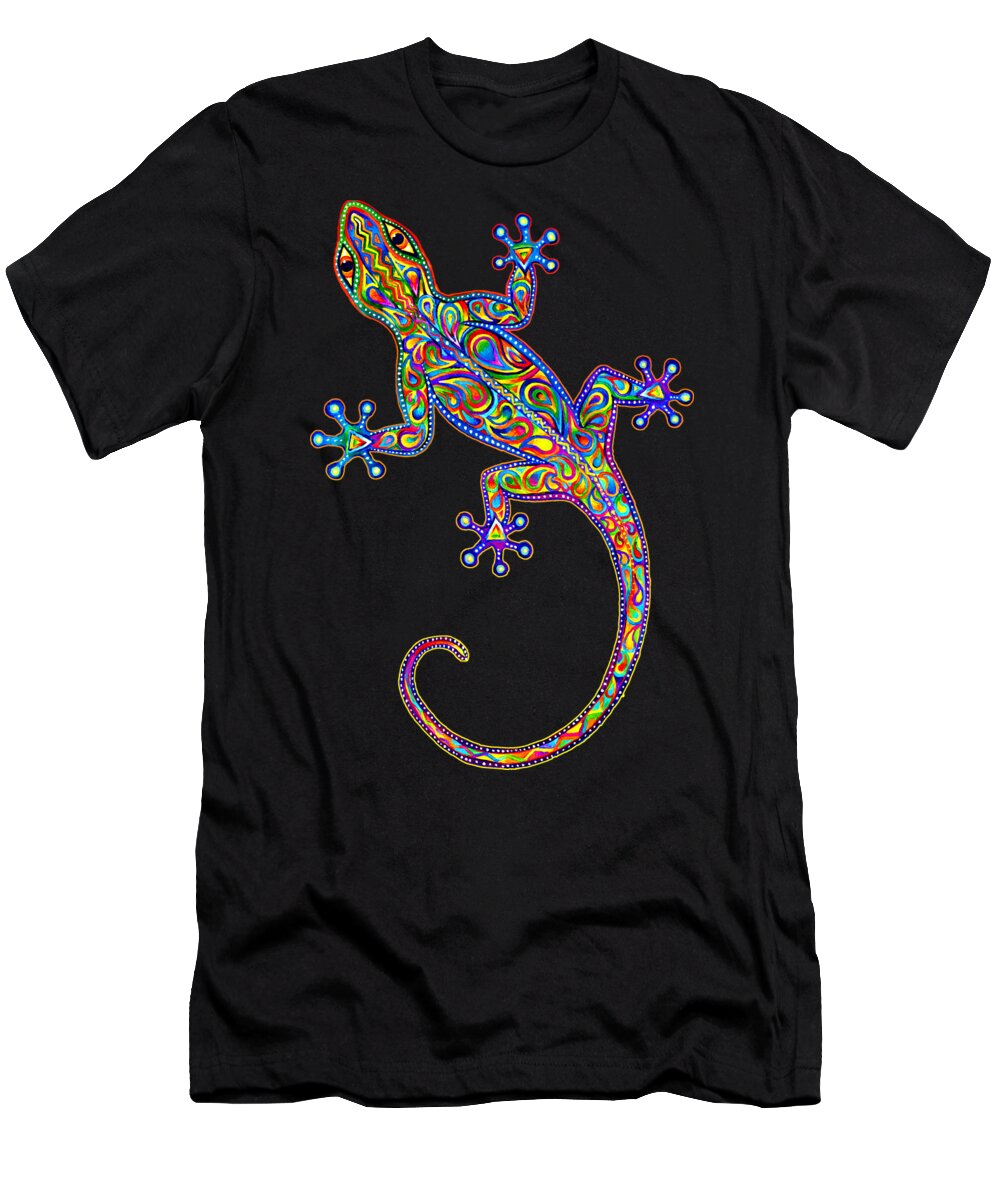 Gecko T-Shirt featuring the painting Electric Gecko by Rebecca Wang
