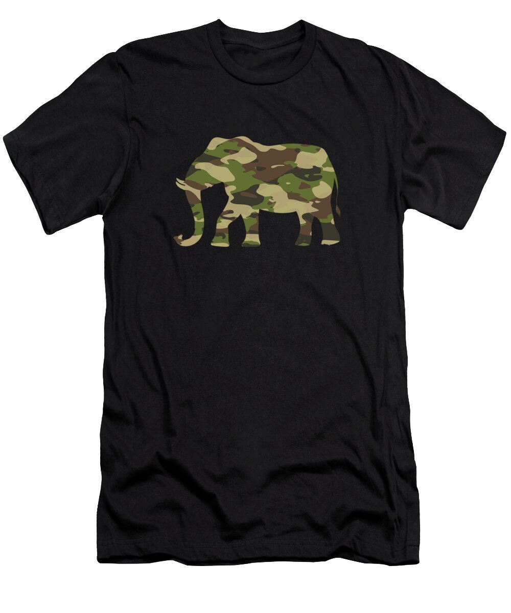 Elephant T-Shirt featuring the digital art Elephant Design Camouflage by Manuel Schmucker