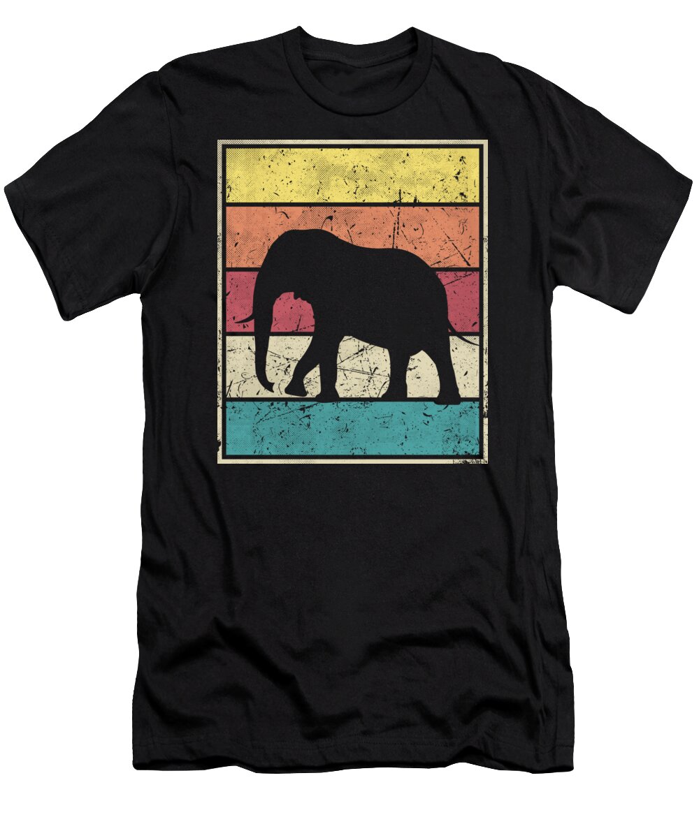 Elephant T-Shirt featuring the digital art Elephant Retro Vintage classic by Filip Schpindel
