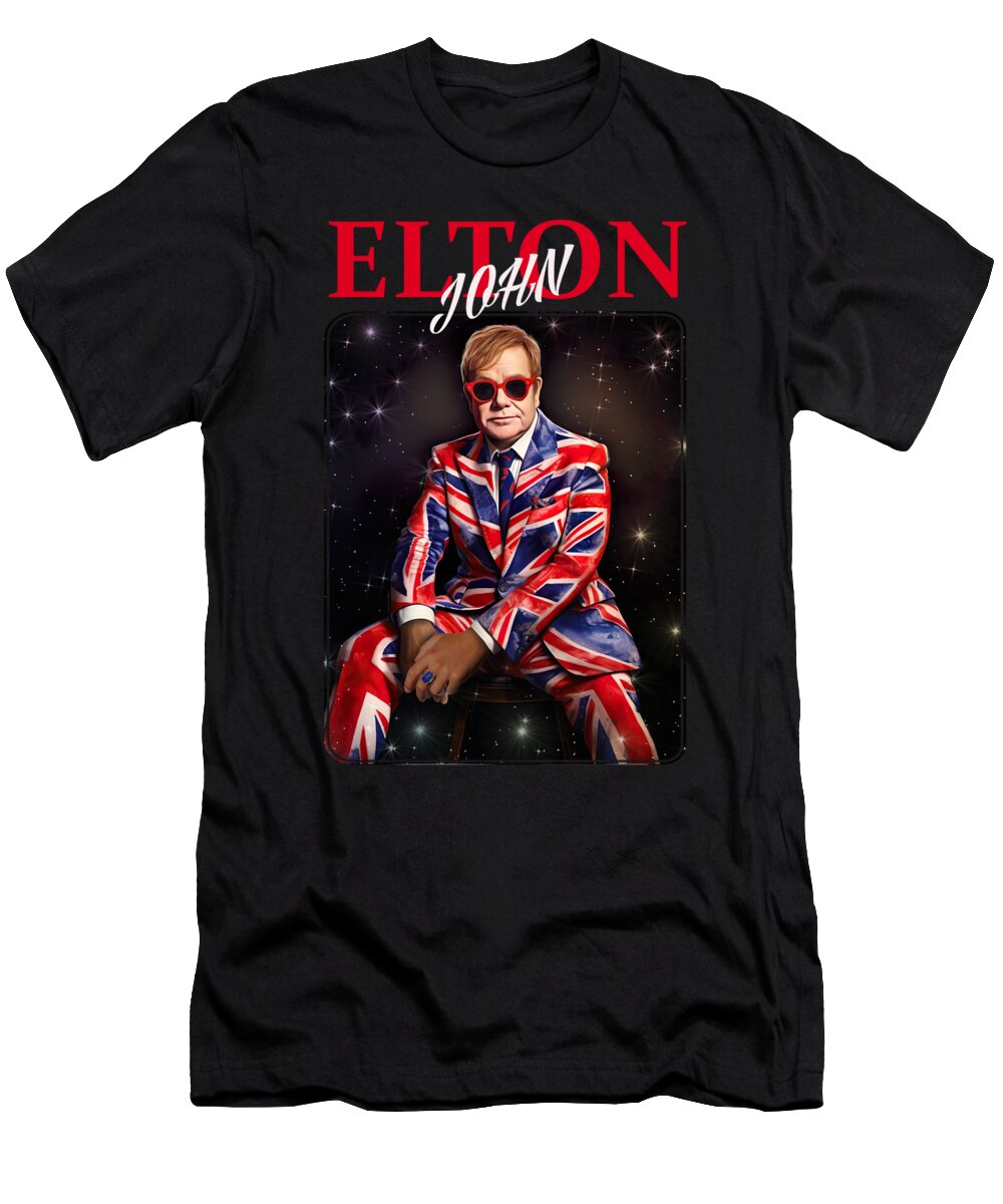 Elton John T-Shirt featuring the digital art Elton John by Mark Ashkenazi