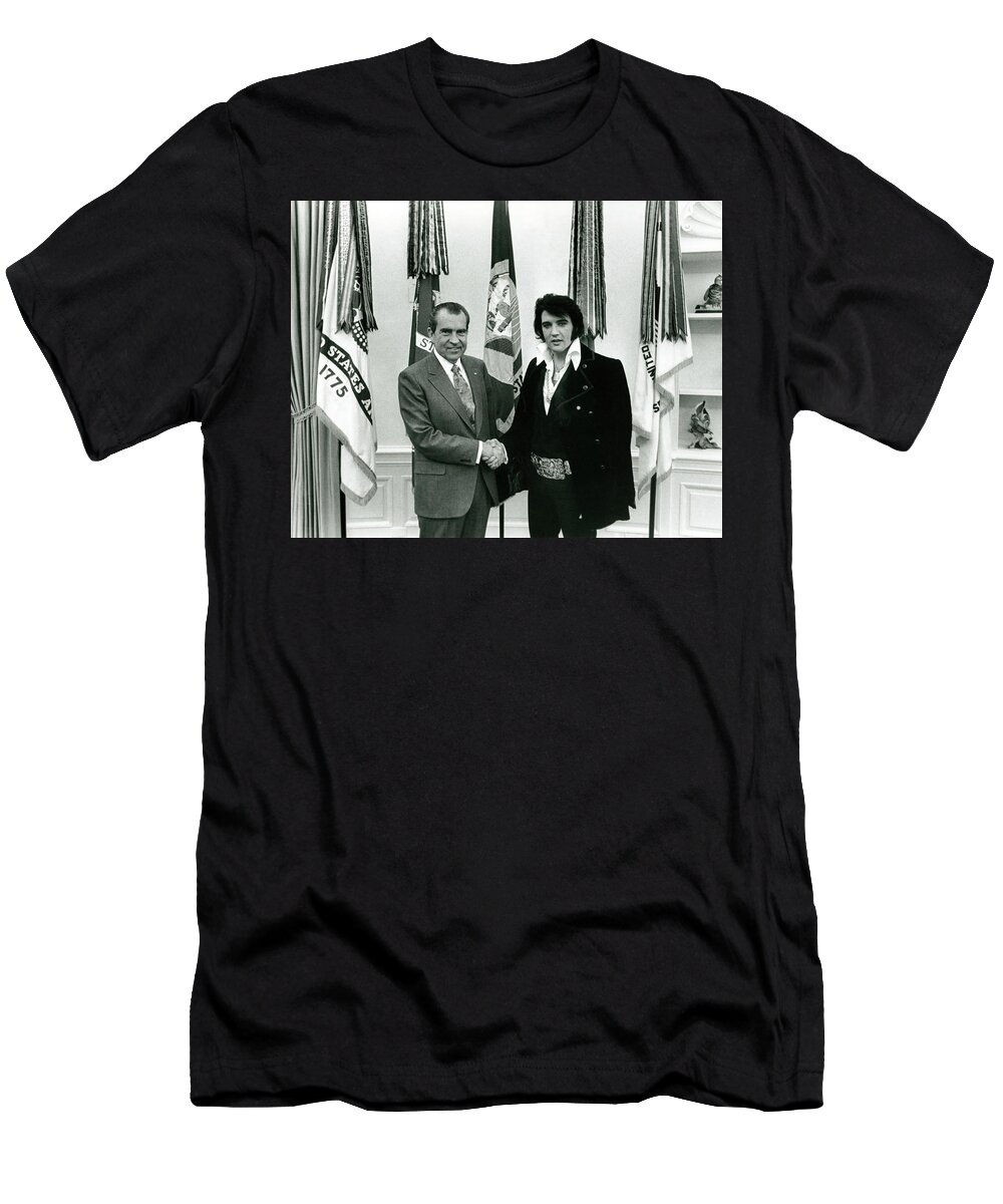 Elvis Presley T-Shirt featuring the digital art Elvis and Nixon by Unknown